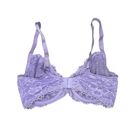 Savage X Fenty Purple Floral Unlined Lace Underwire Bra – Size 36DD - Picture 2 of 7